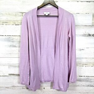 LOFT Light Pink 100% Pima Cotton Lightweight Long Open Cardigan‎ Sweater Size M